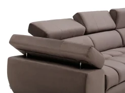 Sofá cama rinconera derecha de terciopelo marrón topo NIACATO