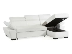Sofá cama rinconera derecha bimateria piel JONOVA - Blanco