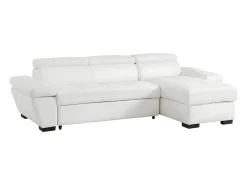 Sofá cama rinconera derecha bimateria piel JONOVA - Blanco