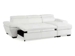 Sofá cama rinconera derecha bimateria piel JONOVA - Blanco