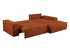 Sofá cama rinconera derecha de pana terracota AMELIA