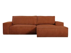Sofá cama rinconera derecha de pana terracota AMELIA