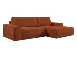 Sofá cama rinconera derecha de pana terracota AMELIA