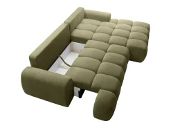 Sofá cama rinconera derecha en chenilla beige FARNETA