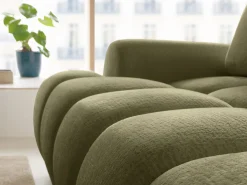Sofá cama rinconera derecha en chenilla beige FARNETA