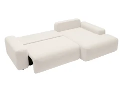 Sofá cama rinconera derecha en tela texturizada color crema DAVISO