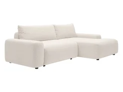 Sofá cama rinconera derecha en tela texturizada color crema DAVISO