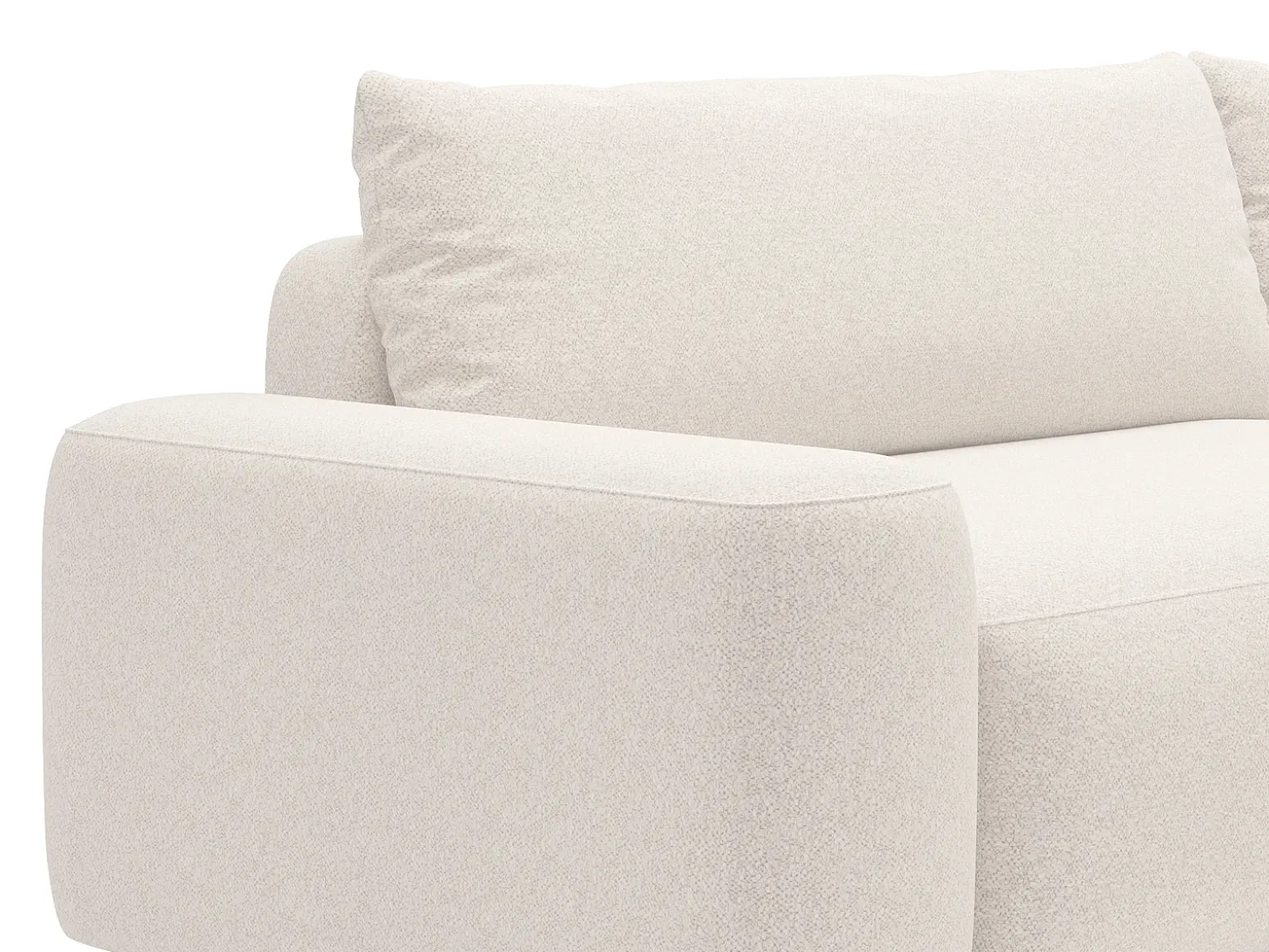 Sofá cama rinconera derecha en tela texturizada color crema DAVISO