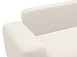 Sofá cama rinconera derecha en tela texturizada color crema DAVISO