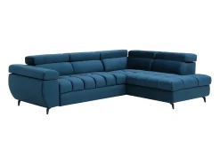 Sofá cama rinconera derecha de terciopelo azul NIACATO