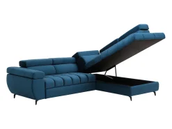 Sofá cama rinconera derecha de terciopelo azul NIACATO