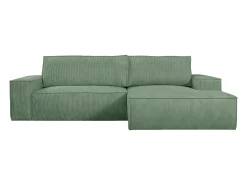 Sofá cama rinconera derecha de pana verde almendra AMELIA