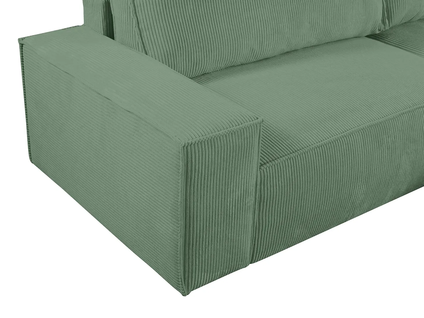 Sofá cama rinconera derecha de pana verde almendra AMELIA