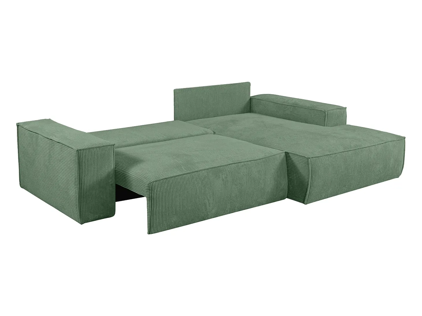 Sofá cama rinconera derecha de pana verde almendra AMELIA