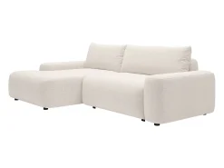 Sofá cama rinconera izquierda en tela texturizada color crema DAVISO