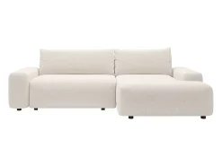 Sofá cama rinconera izquierda en tela texturizada color crema DAVISO