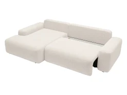 Sofá cama rinconera izquierda en tela texturizada color crema DAVISO