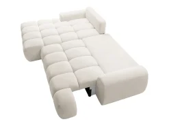 Sofá cama rinconera izquierda en chenilla beige FARNETA