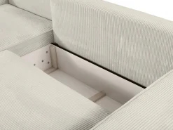 Sofá cama rinconera izquierda de pana beige - AMELIA de Pascal Morabito