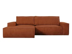 Sofá cama rinconera izquierda de pana terracota AMELIA