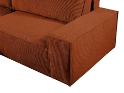 Sofá cama rinconera izquierda de pana terracota AMELIA