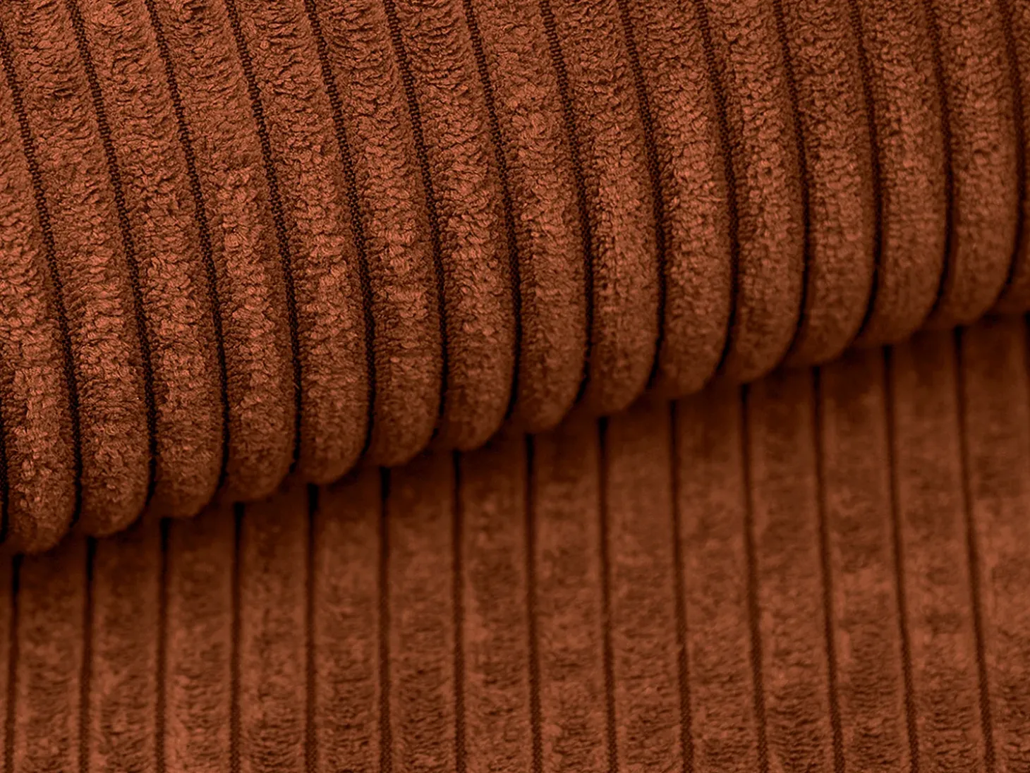 Sofá cama rinconera izquierda de pana terracota AMELIA