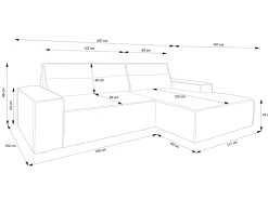 Sofá cama rinconera izquierda de pana terracota AMELIA