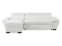 Sofá cama rinconera ángulo izquierdo bimateria piel JONOVA - Blanco