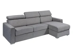 Sofá cama rinconera reversible con apertura italiana de tela beige Hasta 140cm de capacidad para dormir grosor 22 cm VIZIR