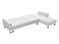 Sofá cama rinconera reversible de piel sintética blanco WILLIS II