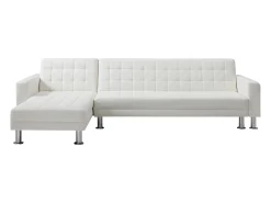Sofá cama rinconera reversible de piel sintética blanco WILLIS II