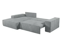 Sofá cama rinconera terciopelo canalé gris claro AMELIA - PASCAL MORABITO-Ángulo izquierdo