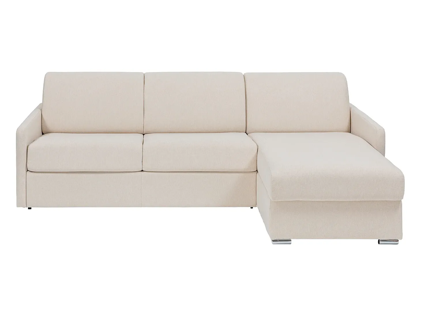 Sofá cama rinconera tipo italiano de tela beige Cama 140 cm - Colchón 18 cm - CALIFE