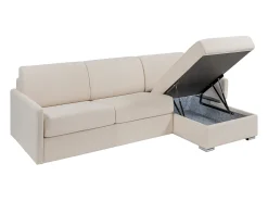 Sofá cama rinconera tipo italiano de tela beige Cama 140 cm - Colchón 18 cm - CALIFE