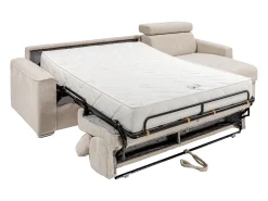 Sofá cama rinconera tipo italiano de pana beige - Colchón de láminas de 160 cm VIZIR
