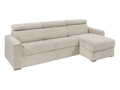 Sofá cama rinconera tipo italiano de pana beige - Colchón de láminas de 160 cm VIZIR