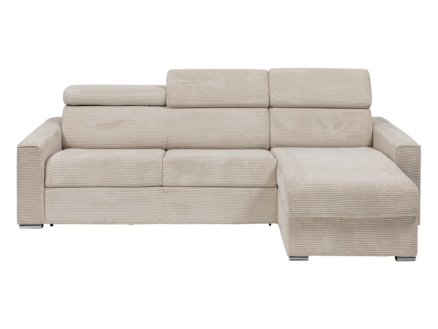 Sofá cama rinconera tipo italiano de pana beige - Colchón de láminas de 160 cm VIZIR
