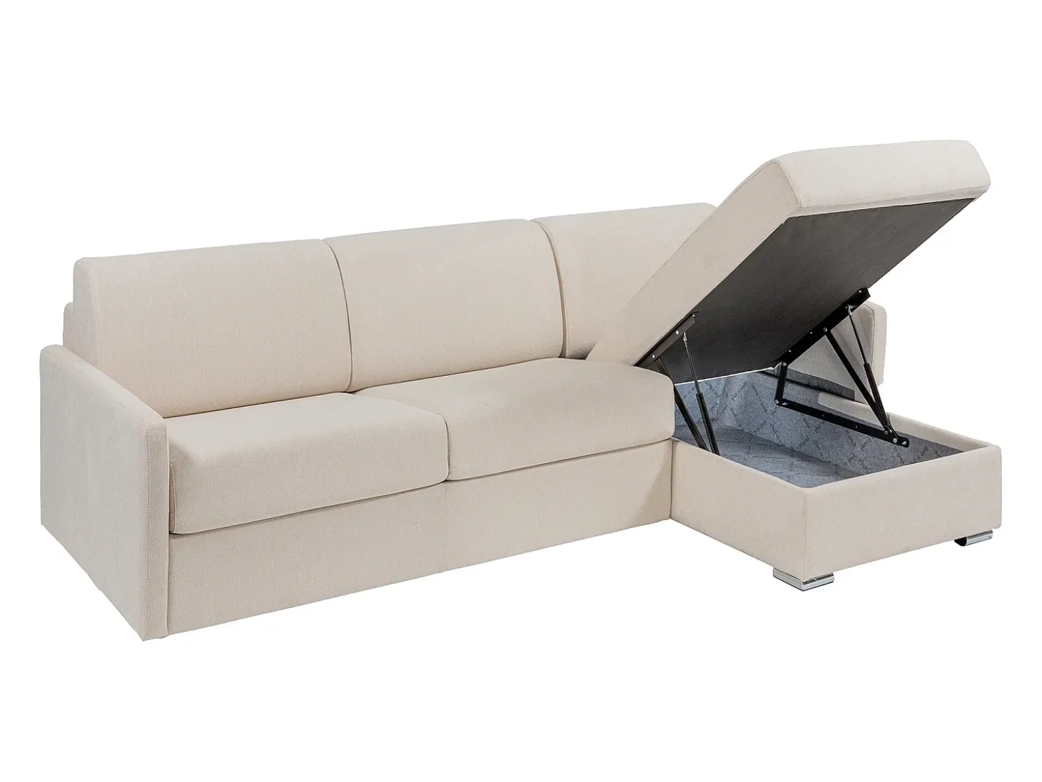 Sofá cama rinconera tipo italiano de tela beige - Medidas 160 cm - Colchón de 22 cm - CALIFE