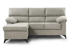Sofá Chaise Longue de 100x200x157 cm de tela en color beige y patas en color negro Hilton
