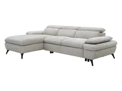 Sofá chaise longue izquierda en tela texturizada con almacenamiento beige MORAVA