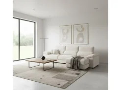 Sofá chaiselongue derecha Calgary 3 plazas deslizante y reclinable tela sorrento beige 290 cm
