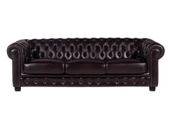 Sofá Chesterfield 100% piel color marrón BRENTON