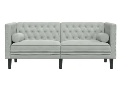 Sofá Chesterfield 2 plazas con cojines terciopelo gris claro