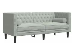 Sofá Chesterfield 2 plazas con cojines terciopelo gris claro