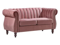 Sofá chesterfield 2 plazas de terciopelo rosa viejo TRUMBO