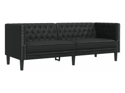 Sofá Chesterfield de 3 plazas cuero artificial negro