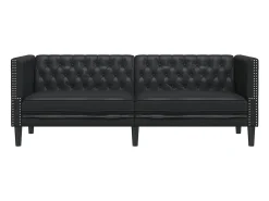 Sofá Chesterfield de 3 plazas cuero artificial negro