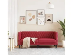 Sofá Chesterfield de 2 plazas cuero artificial rojo tinto