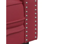 Sofá Chesterfield de 2 plazas cuero artificial rojo tinto