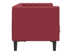 Sofá Chesterfield de 2 plazas cuero artificial rojo tinto